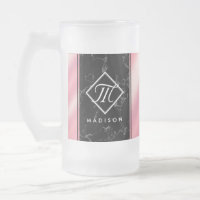 Élégant marbre noir et monogramme à huile rose