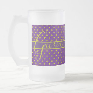 Chope Givrée Elégants Pois d'or Faux sur Monogramme violet