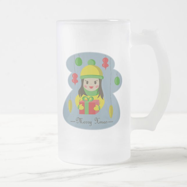 Chope Givrée Fille avec boîte cadeau de Noël (Droit)