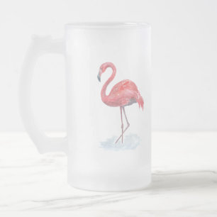 Chope Givrée Flamant rose rose, aquarelle.