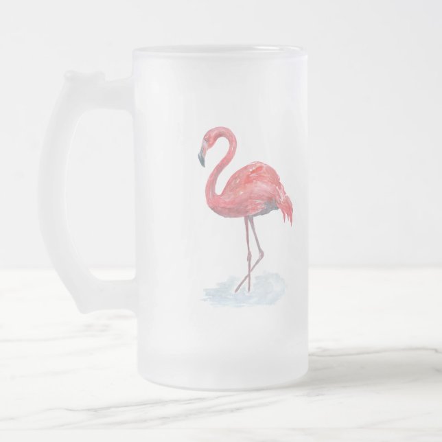 Chope Givrée Flamant rose rose, aquarelle. (Gauche)