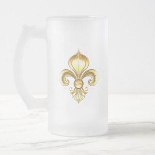 Chope Givrée Fleur de lis dorée sur fond bleu