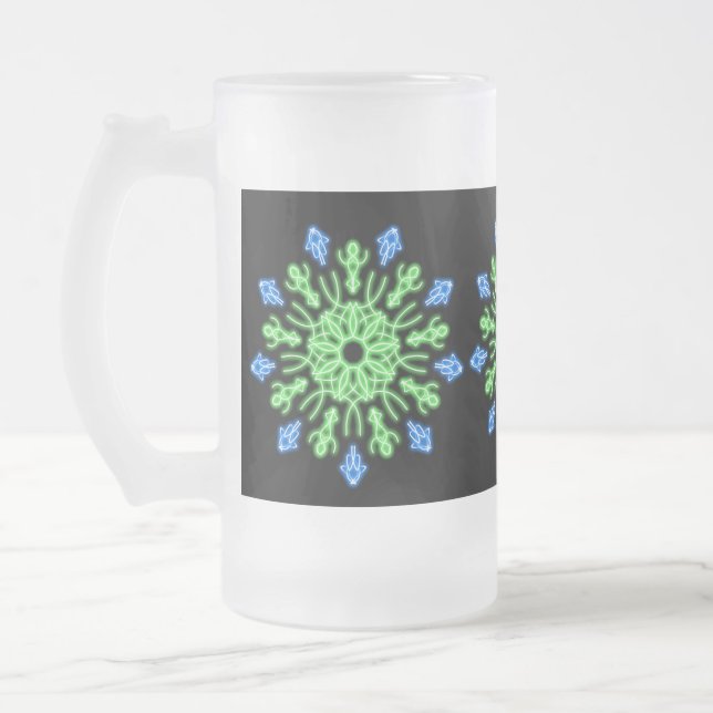 Chope Givrée Fleur de néon vert et bleu (Gauche)