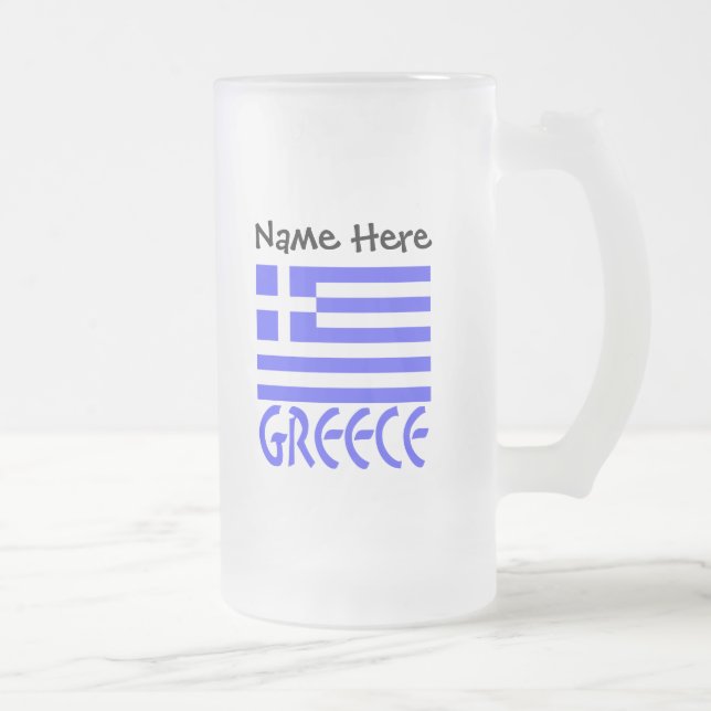 Chope Givrée Grèce et drapeau grec avec votre nom (Droit)