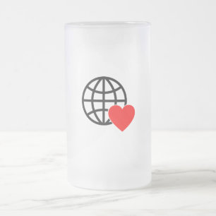 Chope Givrée Icône Globe Amour Mondial   Conception de cœur de 