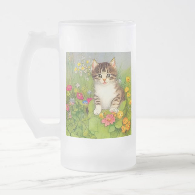 Chope Givrée Illustration de chat souriant vintage (Gauche)