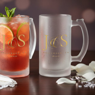Chope Givrée Initiales de mariage simplement élégantes Or ID102