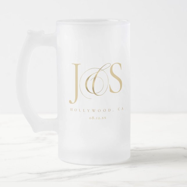 Chope Givrée Initiales de mariage simples et élégantes Gold ID1 (Gauche)