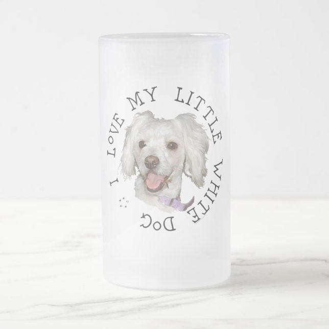 Chope Givrée J'adore mon petit chien blanc Caniche / Bichon (Centre)