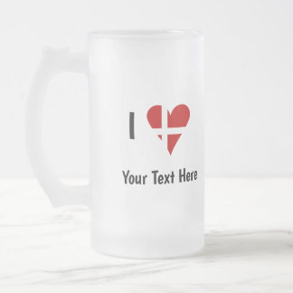 Chope Givrée J'aime (Cœur Drapeau Danois) Texte Personnalisé