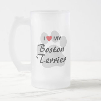 Chope Givrée J'aime (coeur) mon Boston Terrier Pawprint