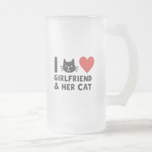 Chope Givrée J'Aime Ma Copine et Son Chat" Tête de Chat Verre à