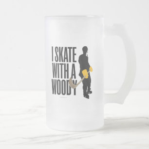 Chope Givrée Je patine avec un manche en bois (hockey) Verre gi