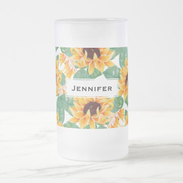 Chope Givrée Joli tournesol Jaune et Motif vert (Centre)