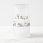 Chope Givrée Joyeuse Hanoukka Gold Typographie Elegant Chanukah<br><div class="desc">Happy Hanoukka Golden Text Typography Elégant Festival de lumières de Chanukah Fête de la lumière Frosted Glass Mug</div>