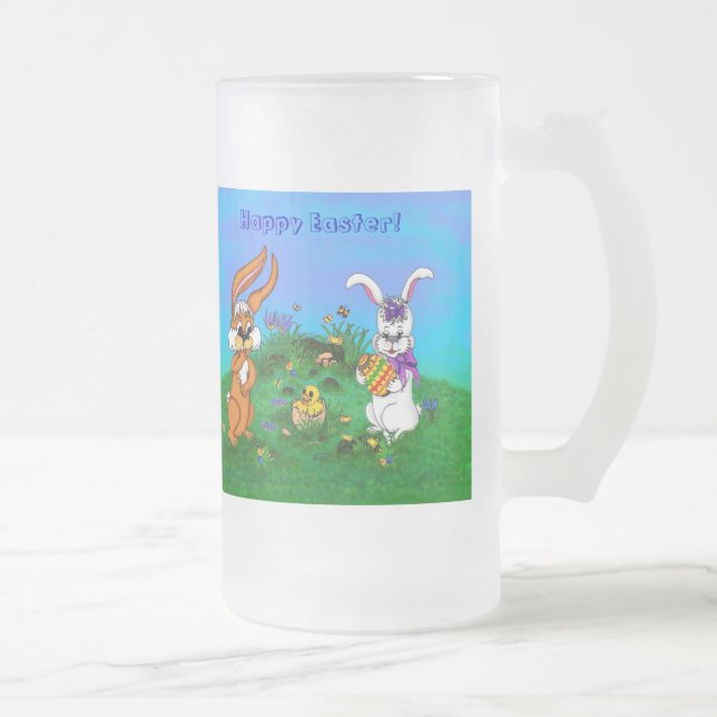 Chope Givrée Joyeuses Pâques ! Lapin avec Bunny et Poussin (Droit)