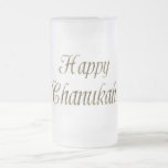 Chope Givrée Joyeux Chanukah Hanoukka Typographie Or Élégant<br><div class="desc">Joyeux Chanukah Hanoukka Texte d'or Typographie Élégant Festival de lumières de Chanukah Célébration de verre givrée Mug</div>