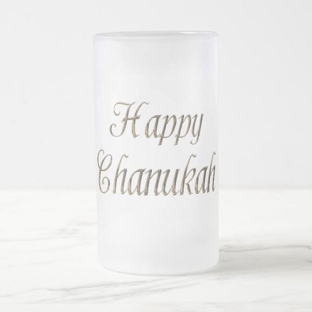 Chope Givrée Joyeux Chanukah Hanoukka Typographie Or Élégant (Centre)
