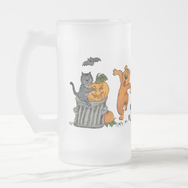 Chope Givrée Joyeux Halloween avec Chat Chat Chien et Araignée (Gauche)