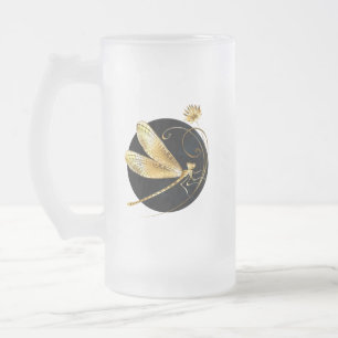 Chope Givrée libellule d'or en cercle noir
