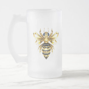 Chope Givrée Logo Faux Gold Foil Bee Polygonal sur Noir