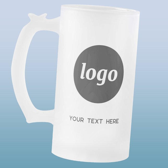 Chope Givrée Logo simple et promotion de l'entreprise textuelle (Logo with custom text business promotional frosted beer mug)