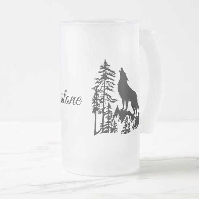 Chope Givrée Loup de Tige-Yellowstone en verre dépoli (Devant droit)
