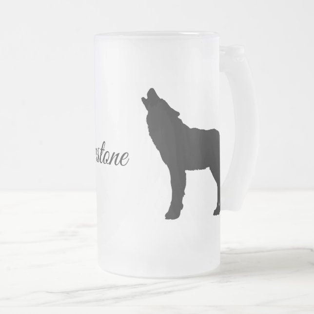 Chope Givrée Loup de Tige-Yellowstone en verre dépoli (Devant droit)