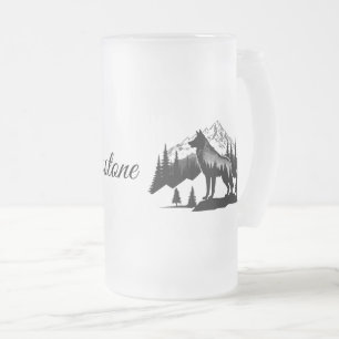Chope Givrée Loup de Tige-Yellowstone en verre dépoli