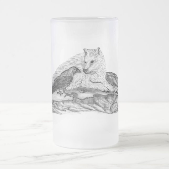 Chope Givrée Loup et corbeau - Design noir et blanc (Centre)