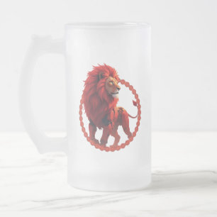 Chope Givrée Lueur Rouge Profond – Le Lion du Destin Brûlant.  