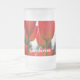 Chope Givrée Magnifiques fleurs de tulipes rouges.
