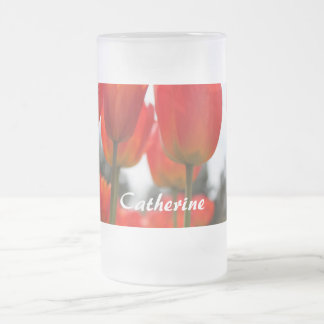Chope Givrée Magnifiques fleurs de tulipes rouges.