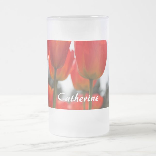 Chope Givrée Magnifiques fleurs de tulipes rouges. (Centre)