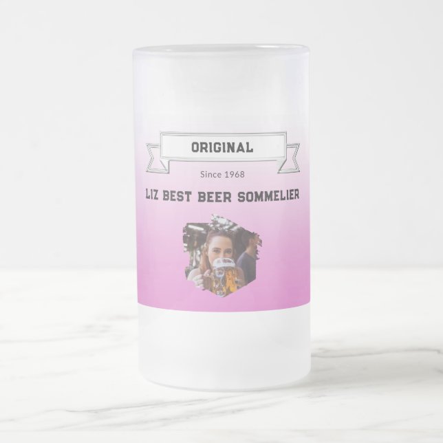 Chope Givrée Meilleur Sommelier de bière et dégradé blanc rose  (Centre)