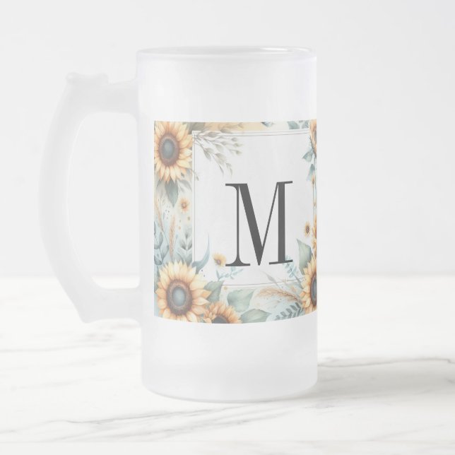 Chope Givrée Monogramme Fleurs de chute et fleurs de soleil aqu (Gauche)