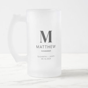 Chope Givrée Monogramme Groomsman Cadeau Moderne Simple Minimal