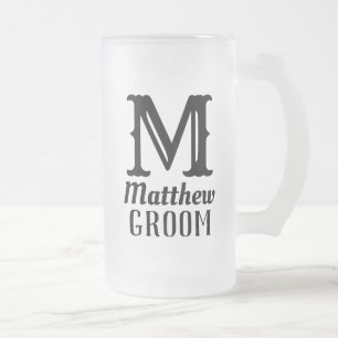 Chope Givrée Monogramme masculin personnalisé Mariage noir 