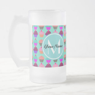 Chope Givrée Monogramme personnalisé Aqua Cupcake