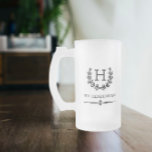 Chope Givrée Monogramme personnalisé et nom Laurel<br><div class="desc">Monogramme personnalisé et nom Laurel Glass Beer Mug.</div>
