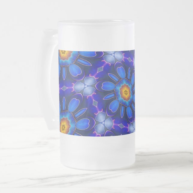 Chope Givrée Motif Fleurs bleues Abstraites (Devant gauche)