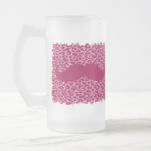 Chope Givrée Moustache rouge drôle sur empreinte de léopard (Gauche)