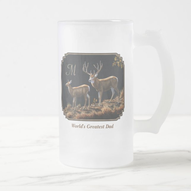 Chope Givrée Mule Deer Buck & Doe Monogramme (Droit)
