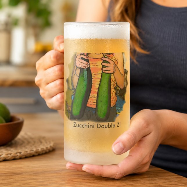 Chope Givrée Ne détestez pas mes courgettes « Double Z» ! (Don’t Hate My “Double Z” Zucchinis! Frosted Glass Beer Mug)