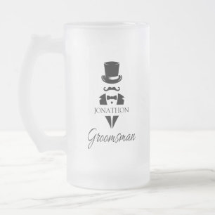 Chope Givrée Nom du Groomsman Tuxedo Top Hat