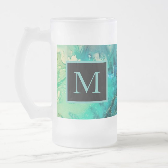 Chope Givrée Ombres d'art Abstrait moderne de bleu jaune violet (Gauche)