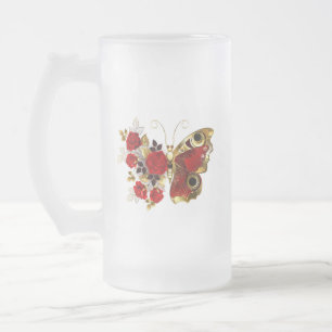 Chope Givrée Papillon de fleurs rouges aux roses rouges