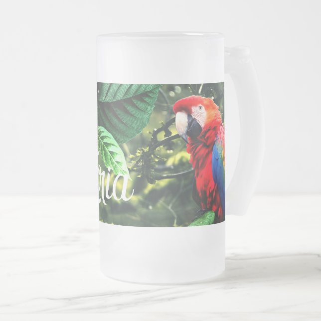 Chope Givrée Parrot écarlate macaw dans la jungle avec des fleu (Devant droit)