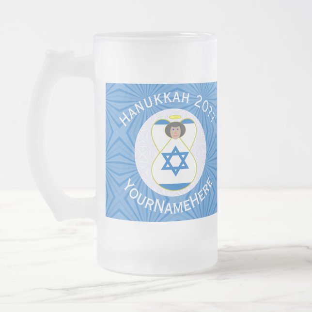 Chope Givrée Pavillon Hanoukka Angel israélien Personnalisé Gra (Gauche)