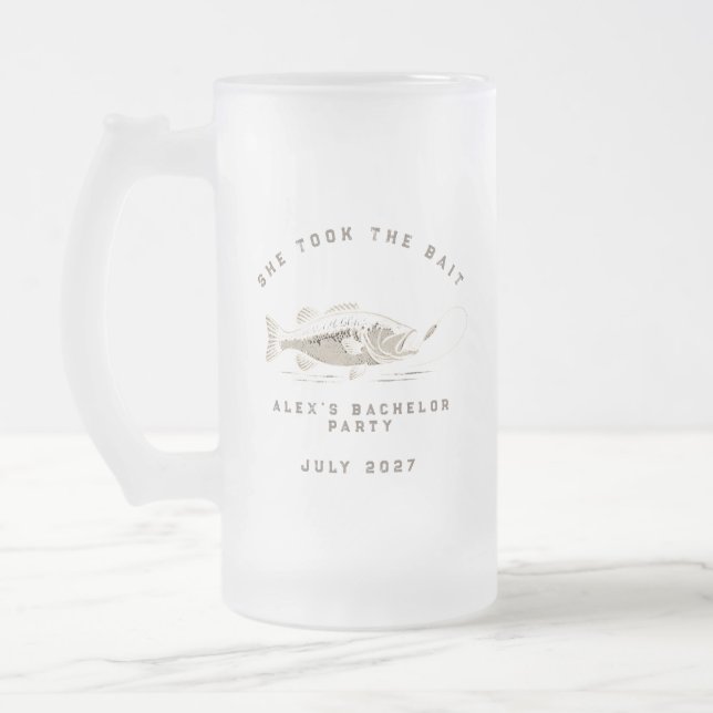 Chope Givrée Pêcheur Drôle Party de Bachelor de Pêche sur Mesur (Gauche)